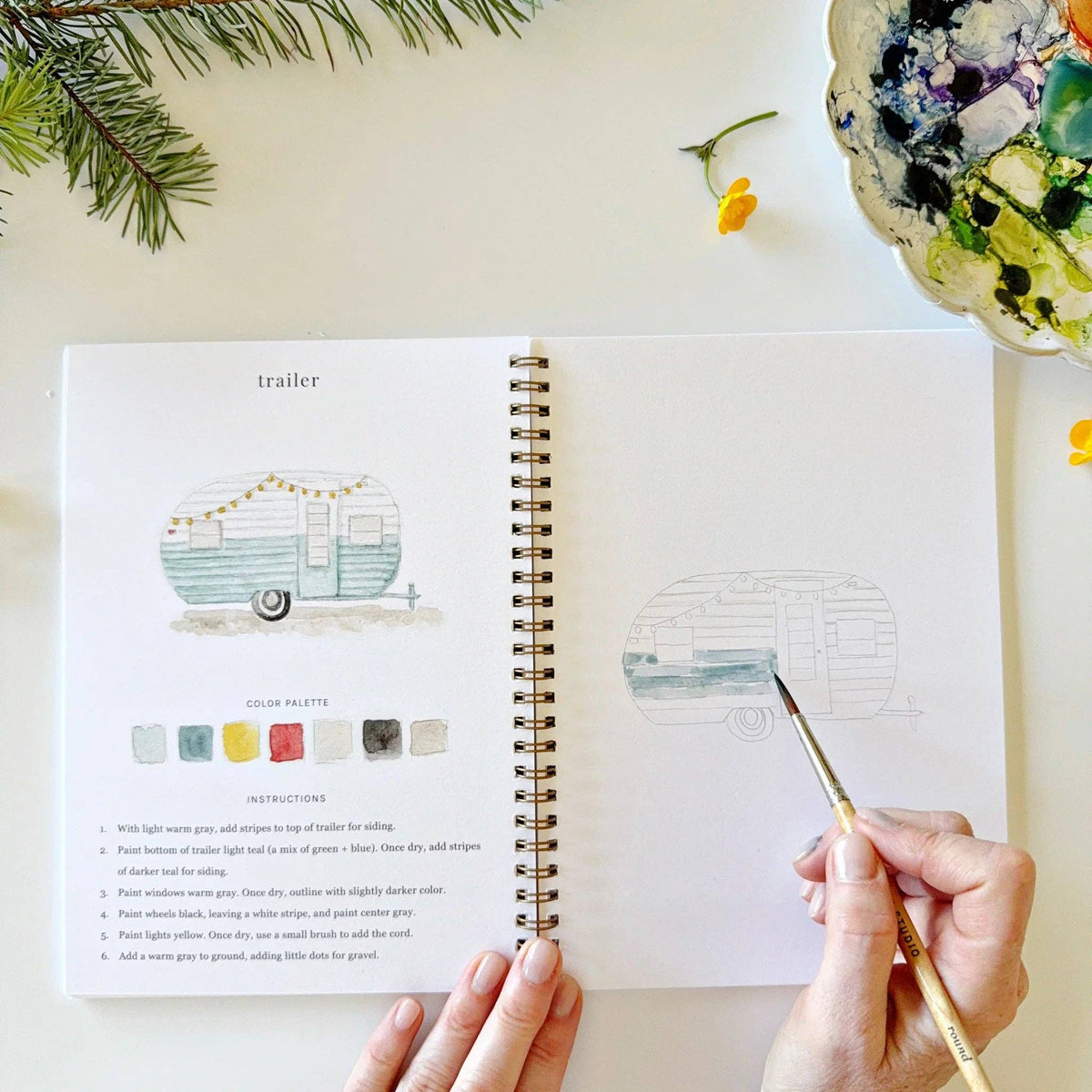 Camping watercolor workbook | Emily Lex Studio