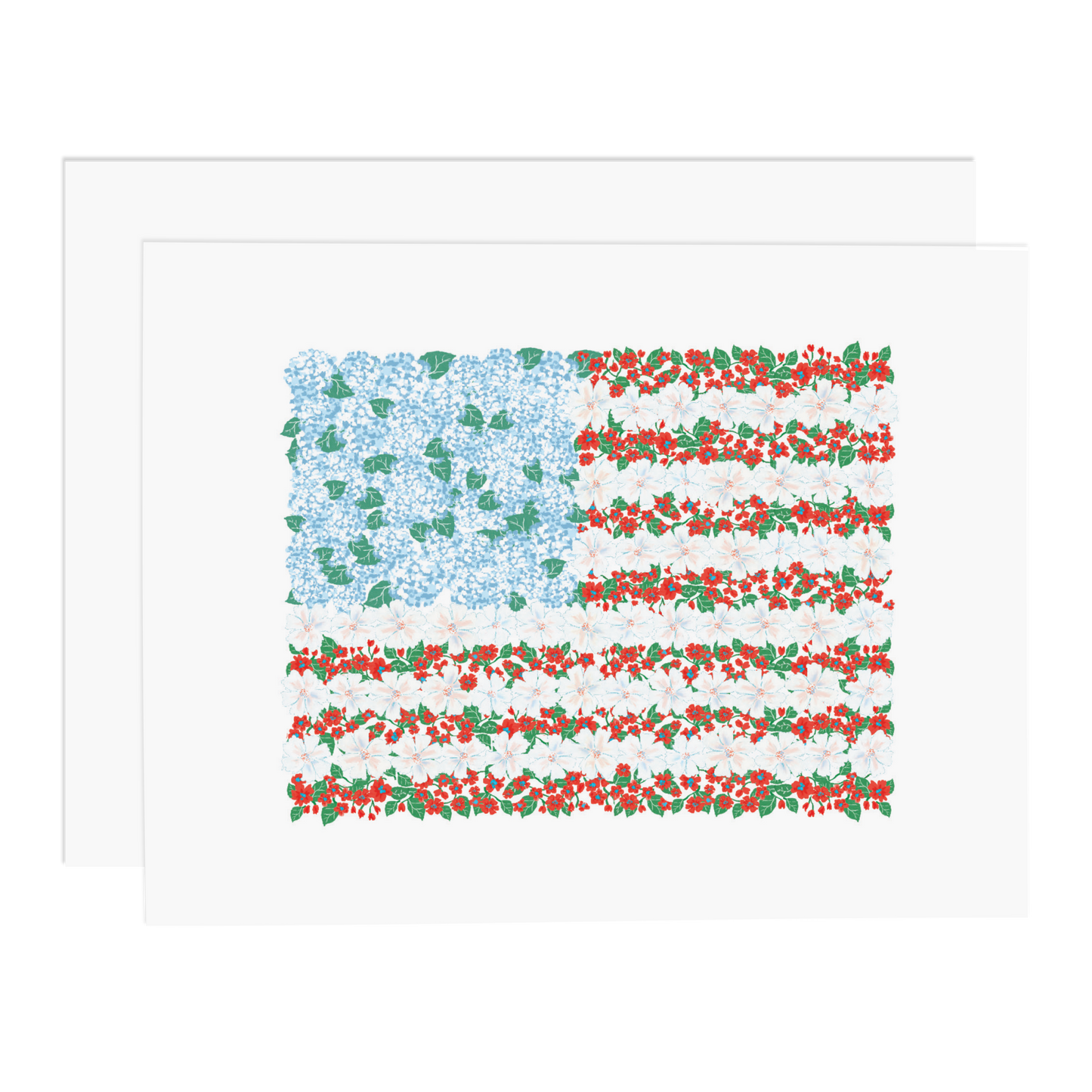 USA Floral Flag Greeting Card