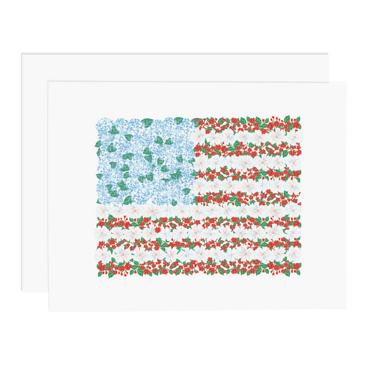 USA Floral Flag Greeting Card