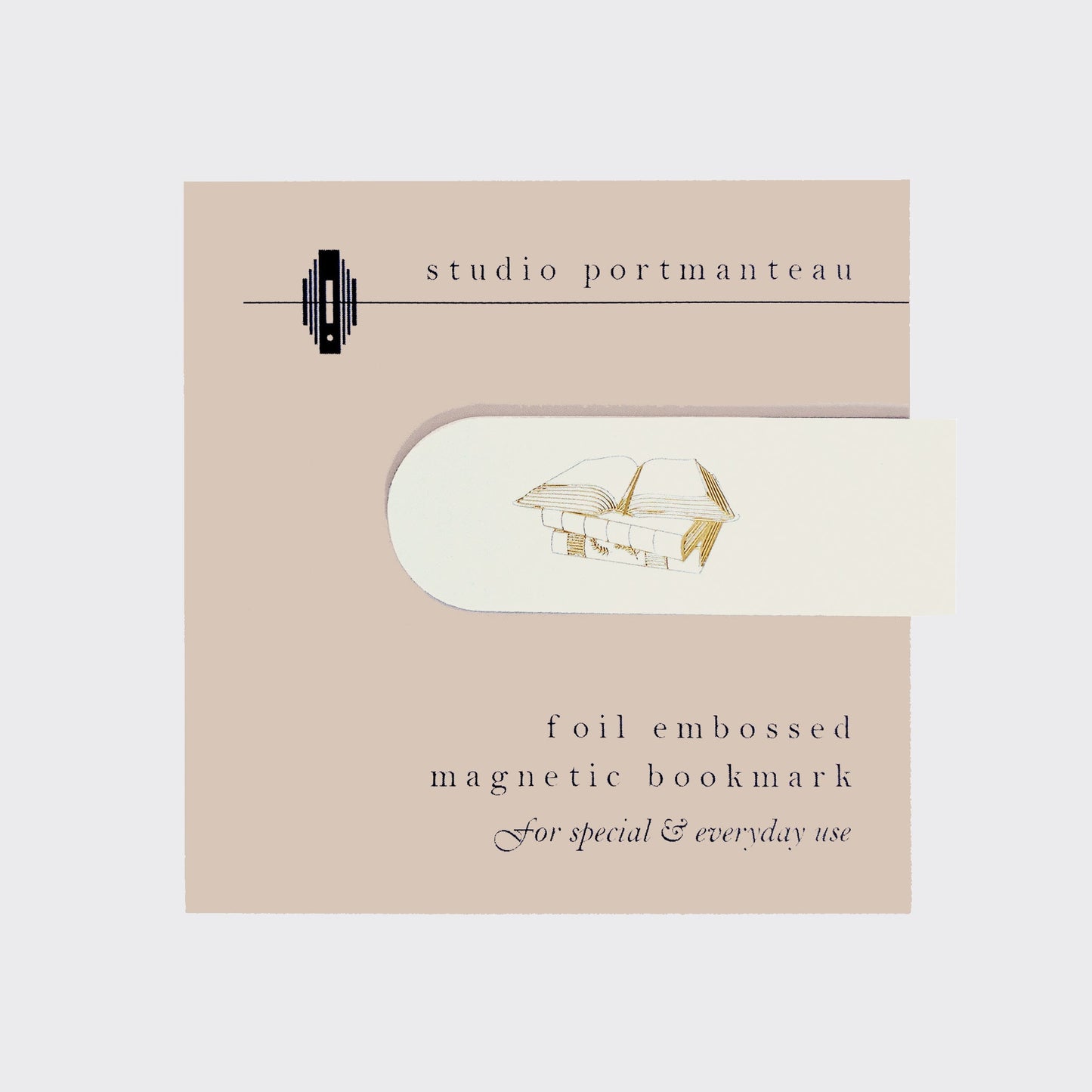 Book Lover Foil Embossed Magnetic Bookmark | Gold on Ivory