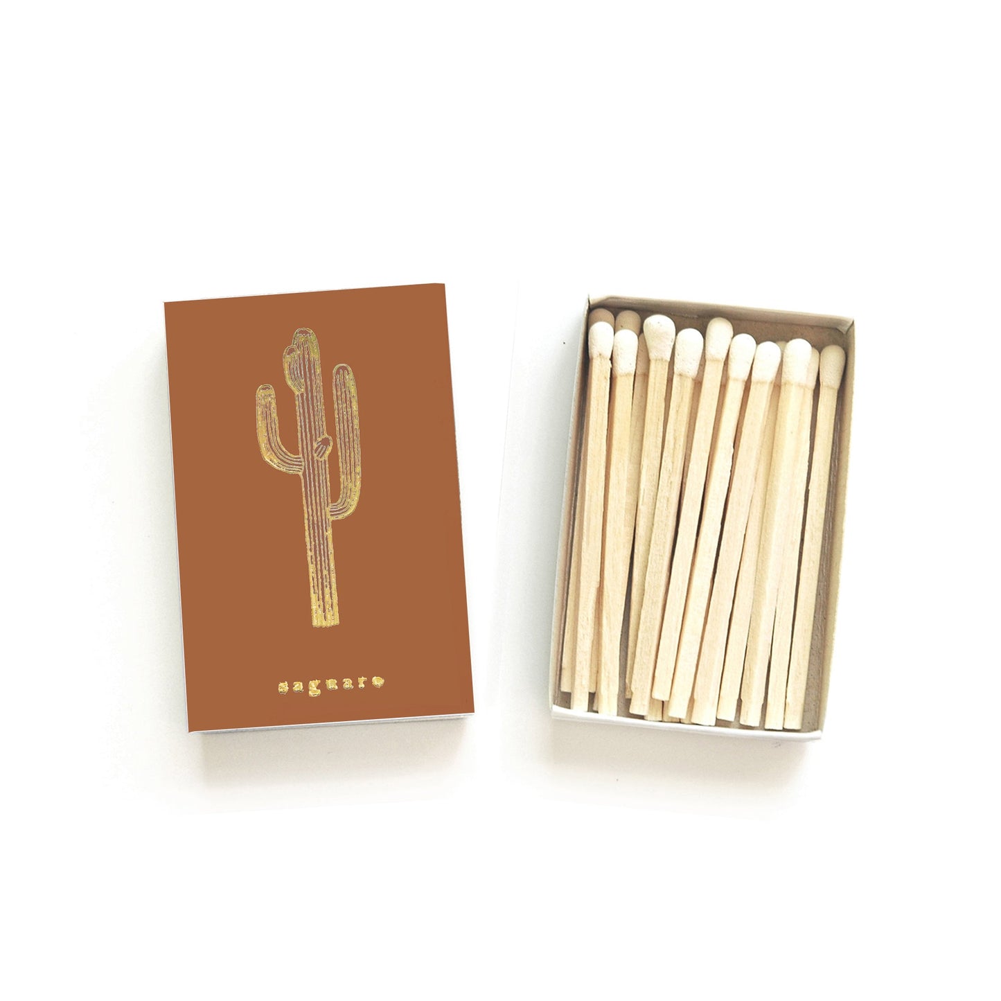 Saguaro Cactus Gold Foil Embossed Match Box | Desert Candle Accessory
