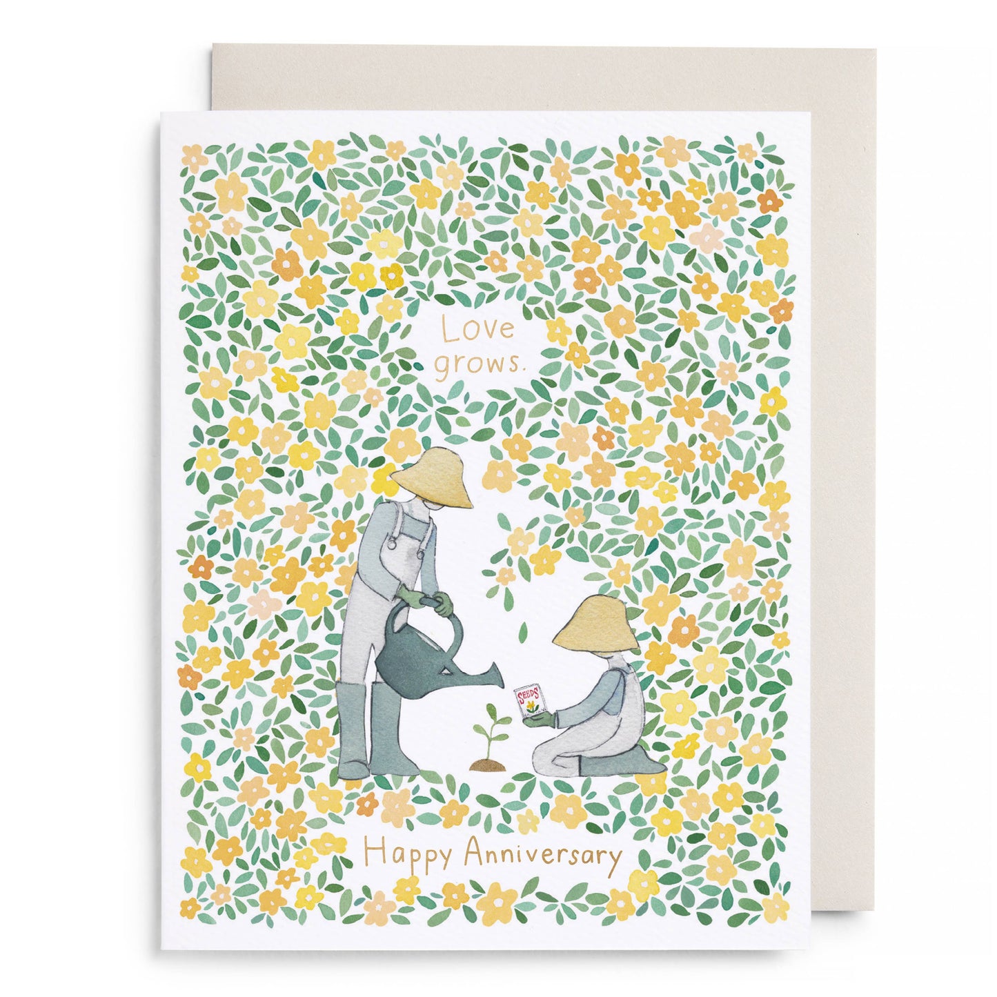 Yellow Garden Anniversary Greeting Card
