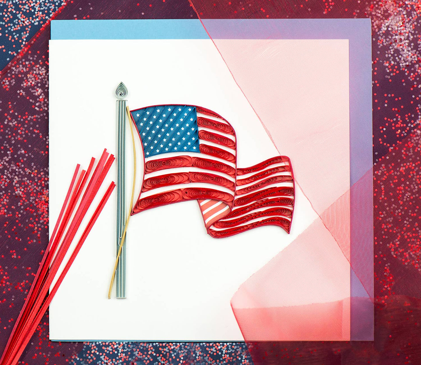 American Flag Quilled Greeting Card