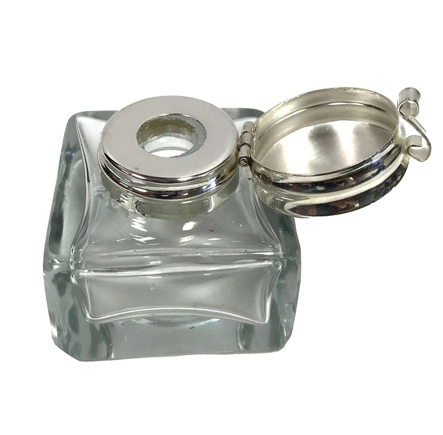 Square Clear Glass Inkwell | Classic Writing Supplies | Desktop Decor