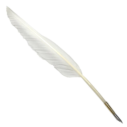 White Goose Feather Quill Pen with Brass Nib