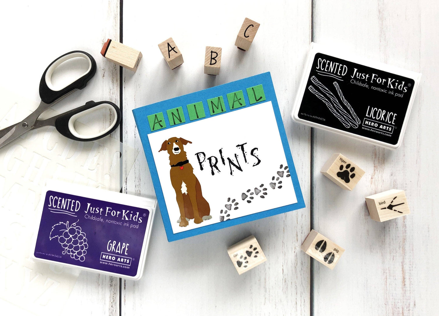 Hero Arts Animal Prints Wood Ink 'n Stamp Set