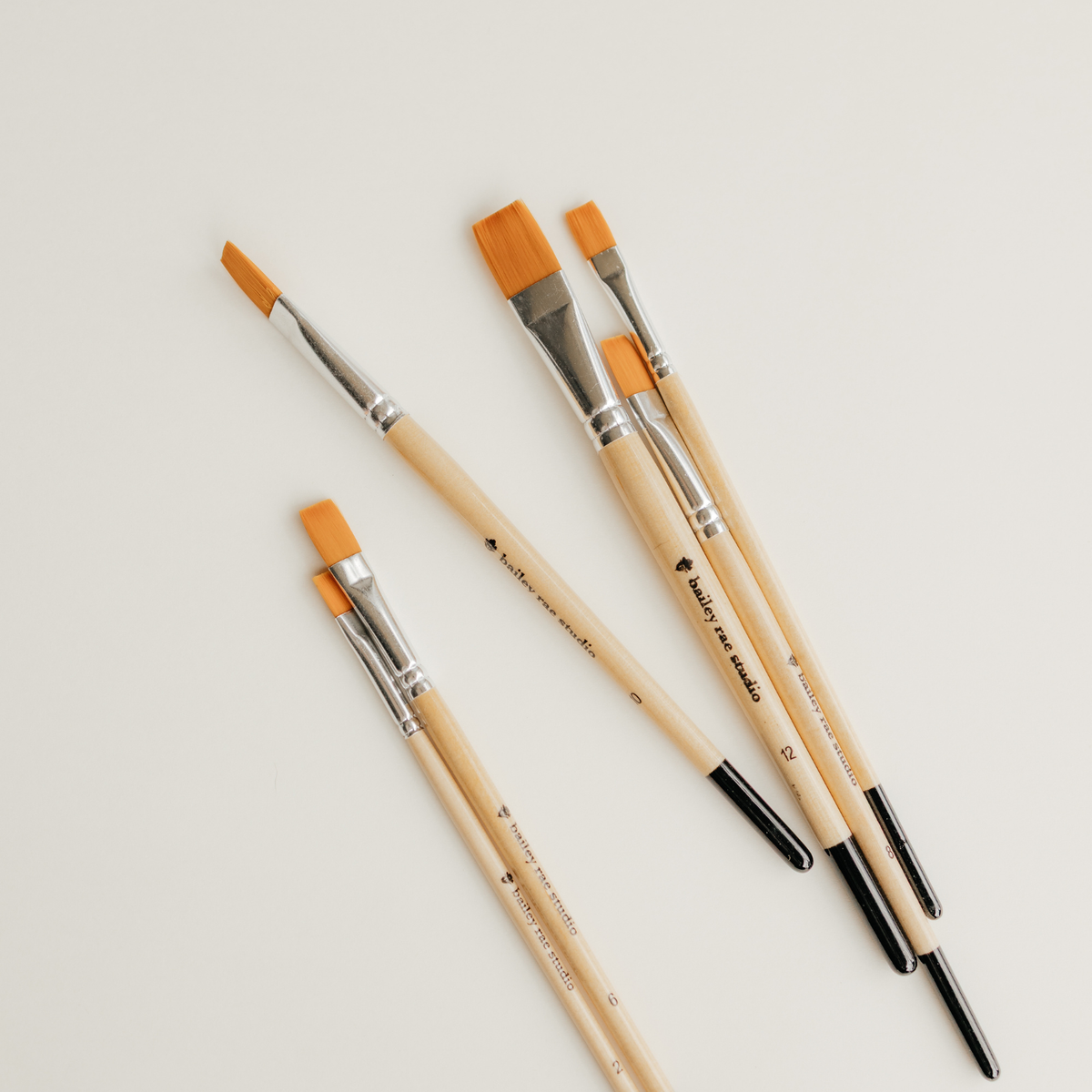 Watercolor brush set | Flat Brush, 6 piece | Bailey Rae Studio