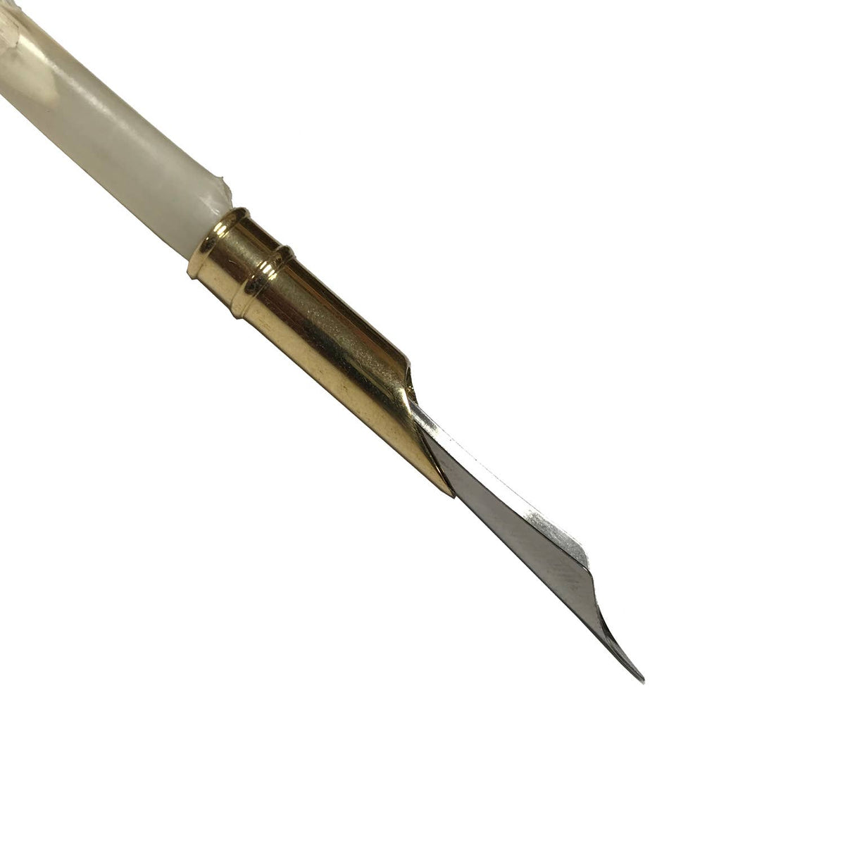 White Goose Feather Quill Pen with Brass Nib