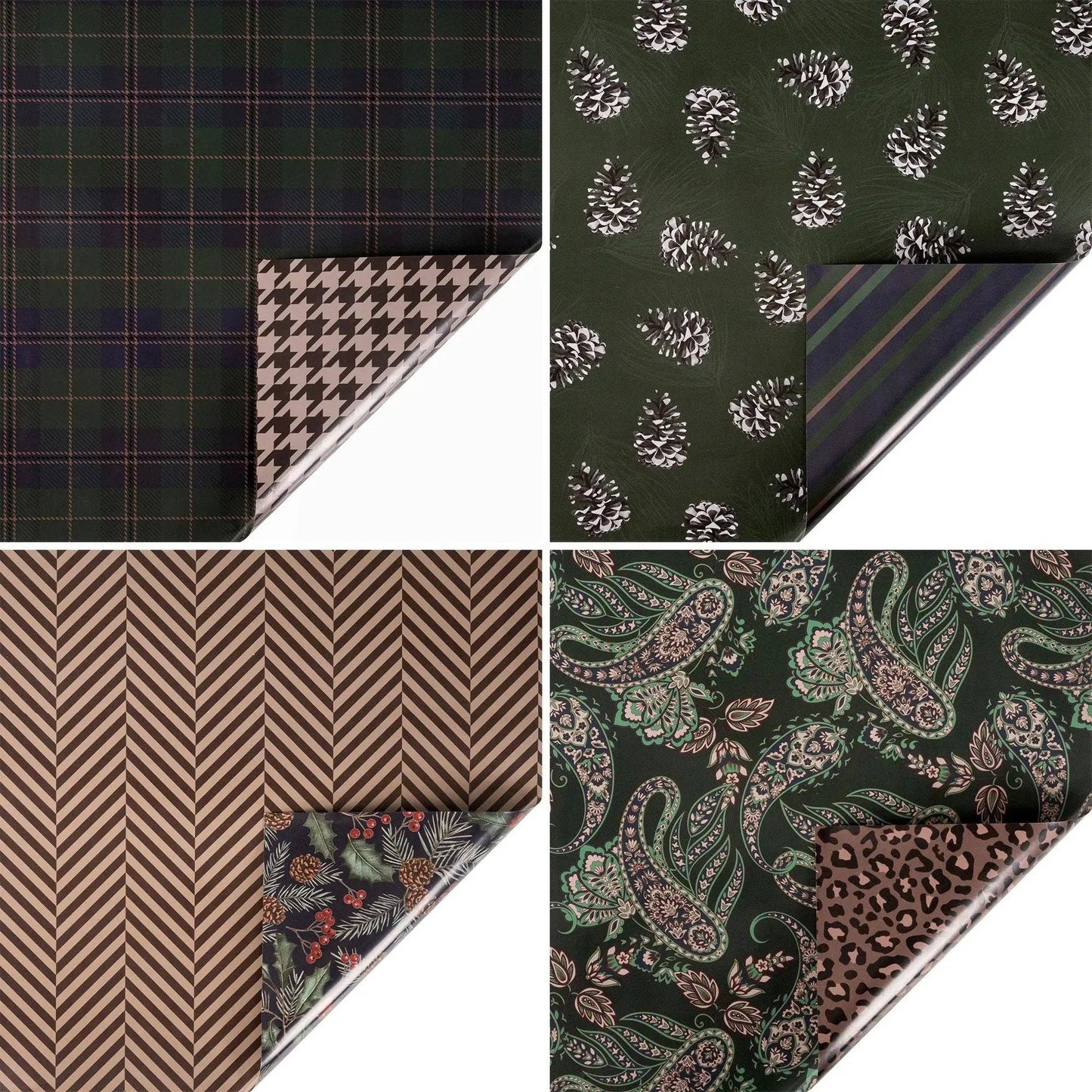 30" x 10' Reversible Wrapping Paper | Festive Browns