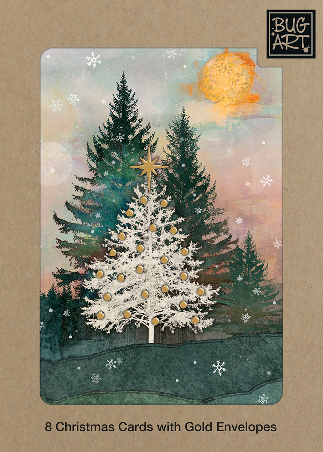 White Fir Tree Holiday Card Set | By Bug Art