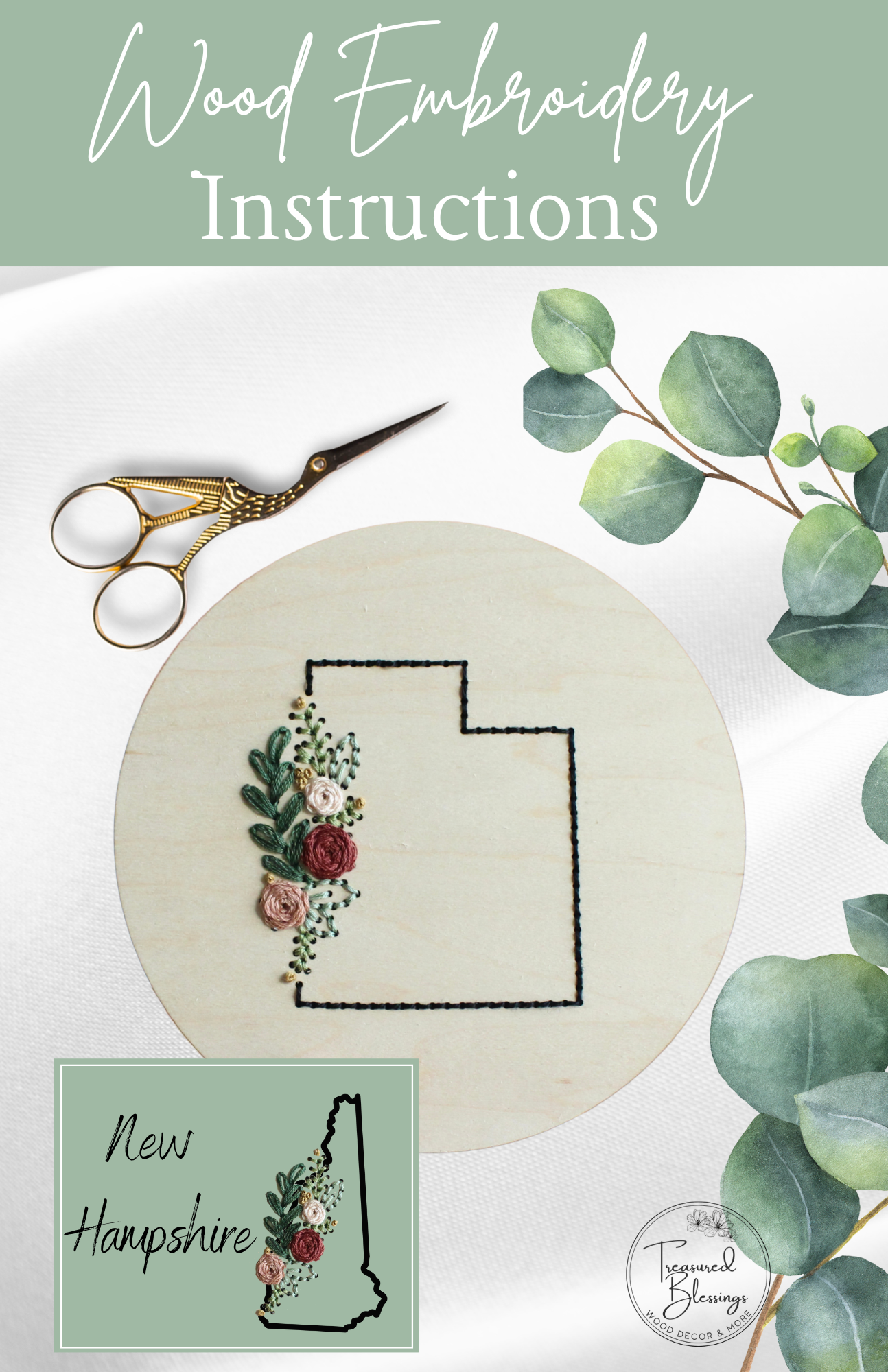 Wood Embroidery Kit - States Floral