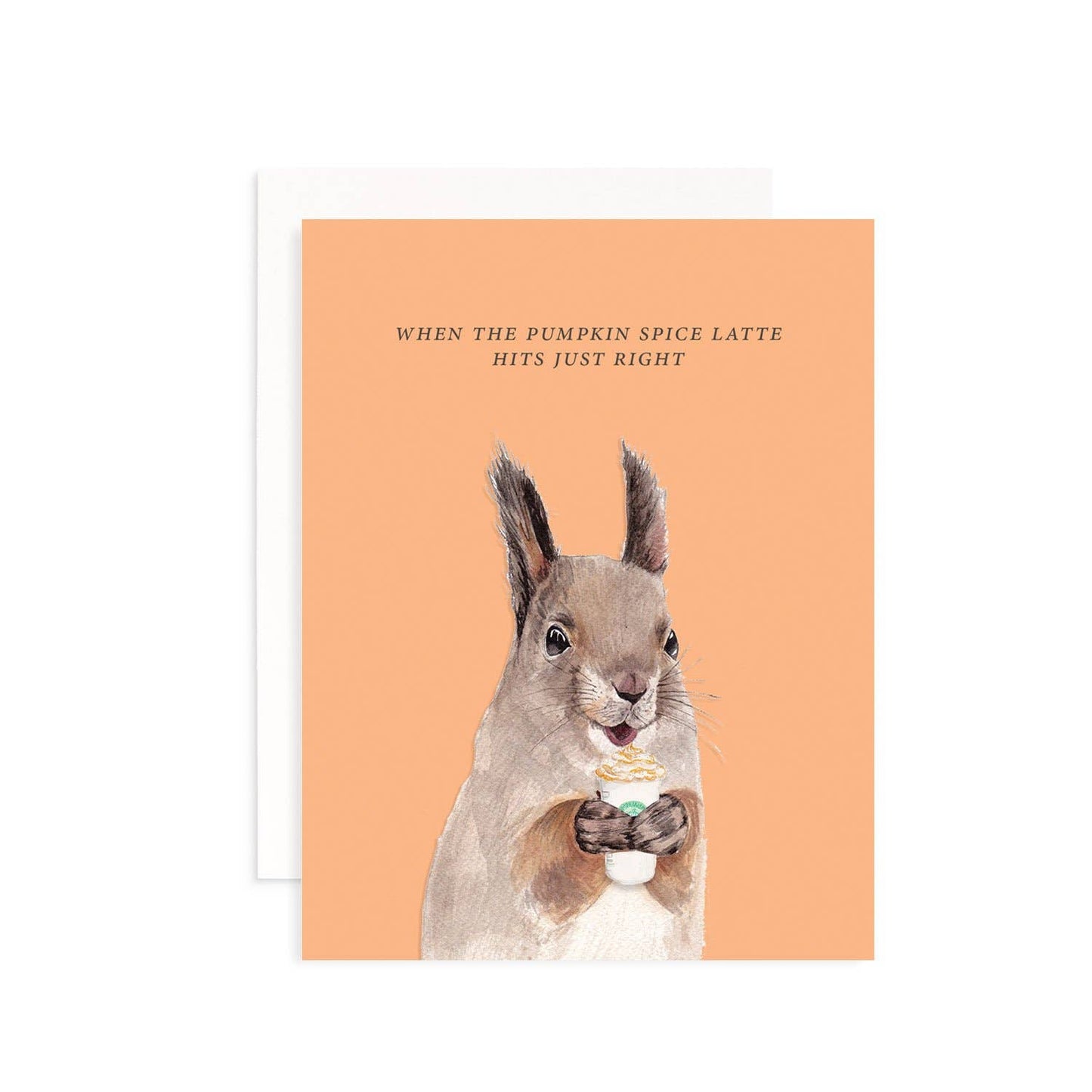 Pumpkin Spice Latte Squirrel Greeting Card