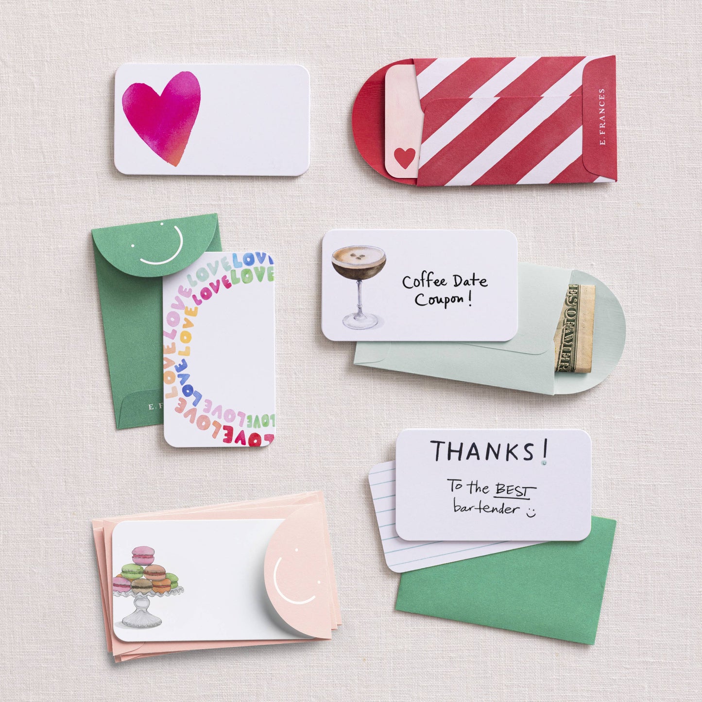 Little Notes® Mini Envelopes, Set of 20 – Candy Cane Stripe