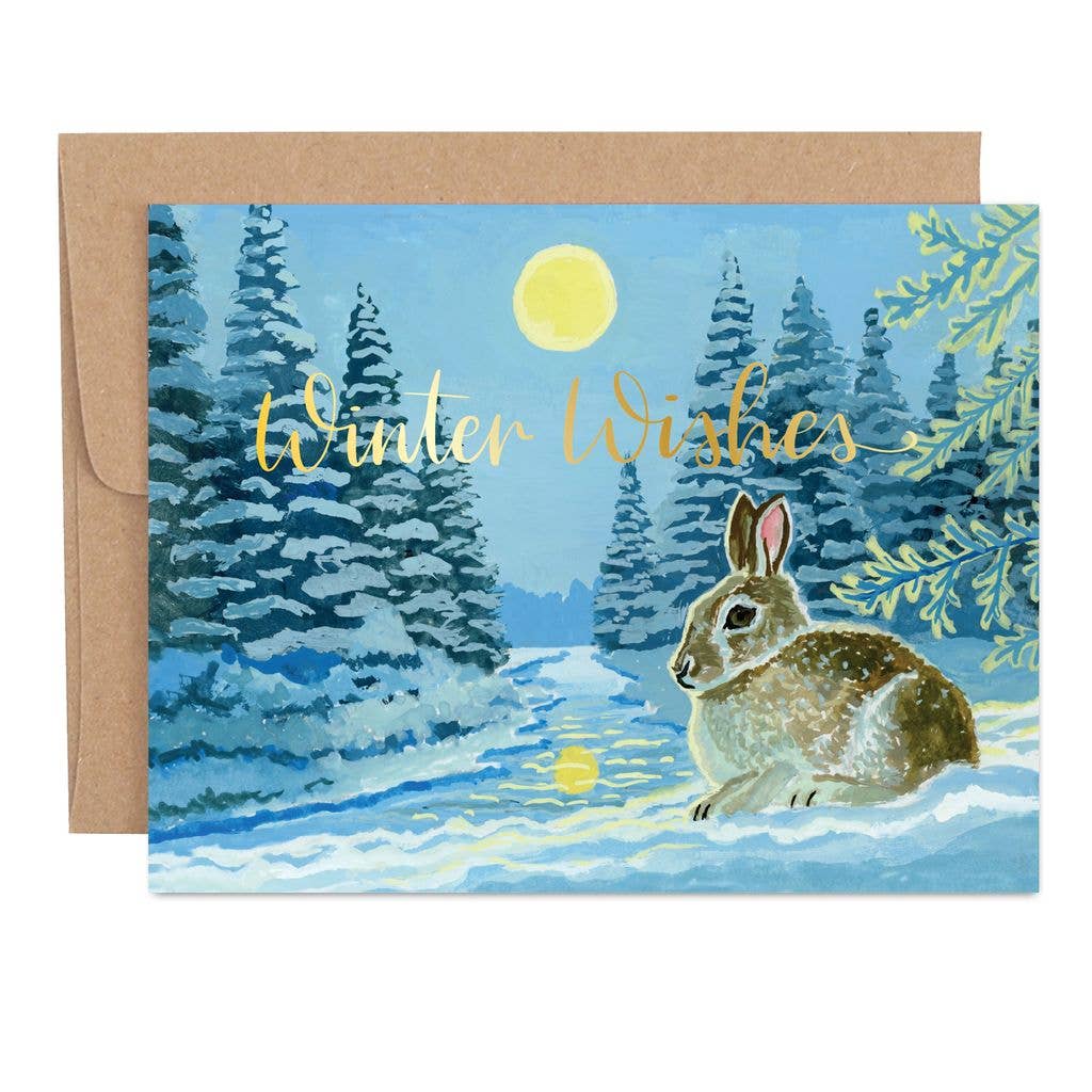 Winter Wishes Snowy Landscape Greeting Card