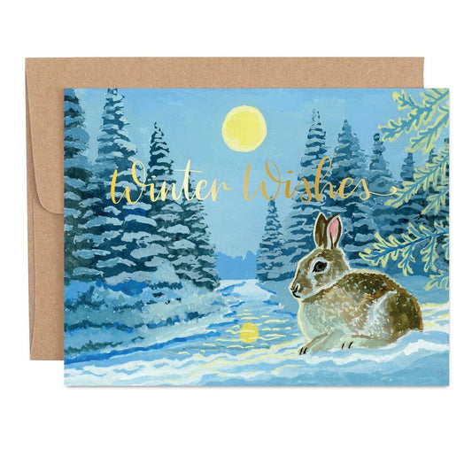 Winter Wishes Snowy Landscape Greeting Card