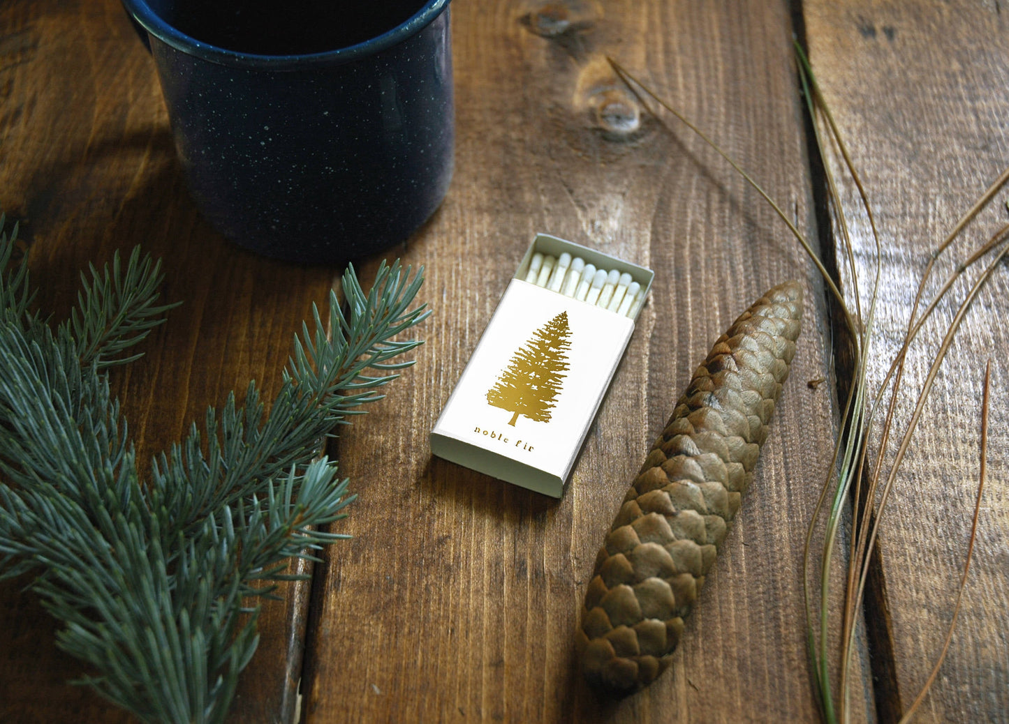 Noble Fir Tree Gold Foil Matchbox | Forest Home Decor