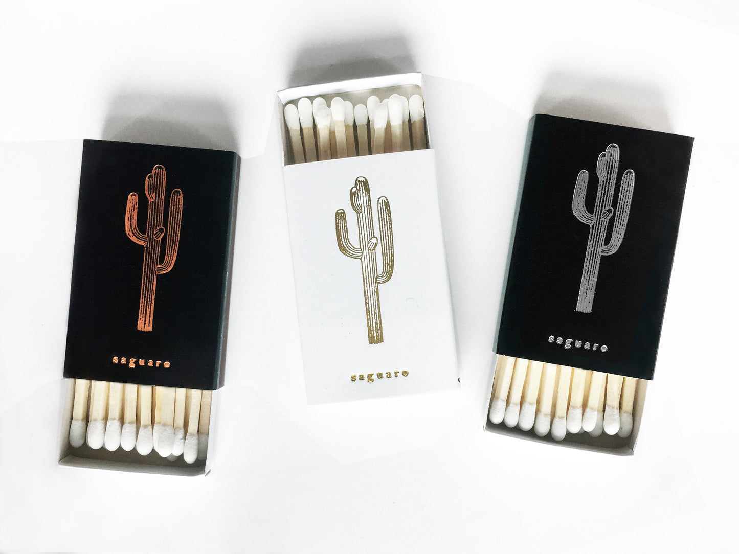 Saguaro Cactus Gold Foil Embossed Match Box | Desert Candle Accessory