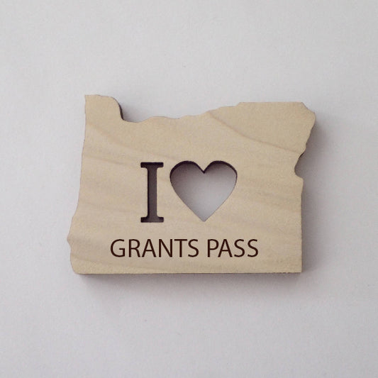 I Heart Grants Pass Magnet | Poplar Wood | Made in Oregon