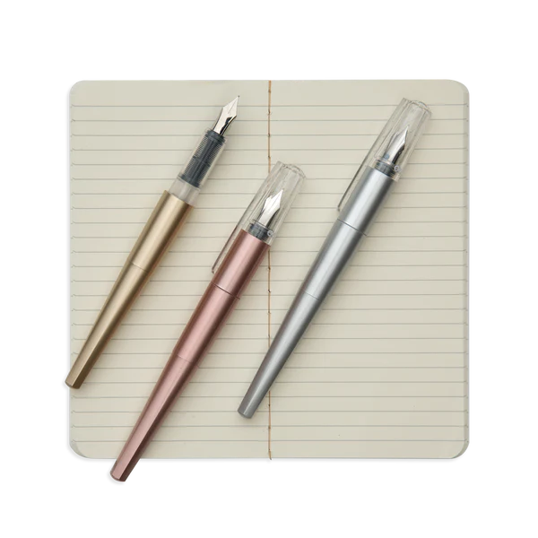 Ooly | Modern Script Fountain Pens (Set of 3 Metallic Pens & Journal)