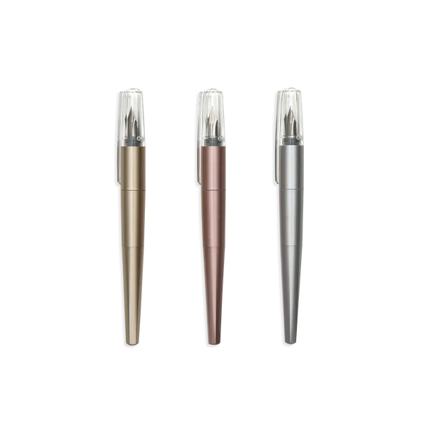 Ooly | Modern Script Fountain Pens (Set of 3 Metallic Pens & Journal)
