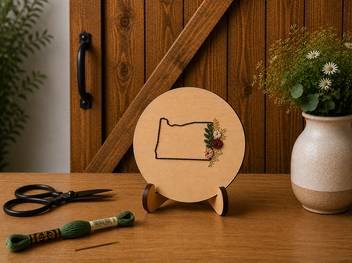 Oregon Floral State Wood Embroidery Kit