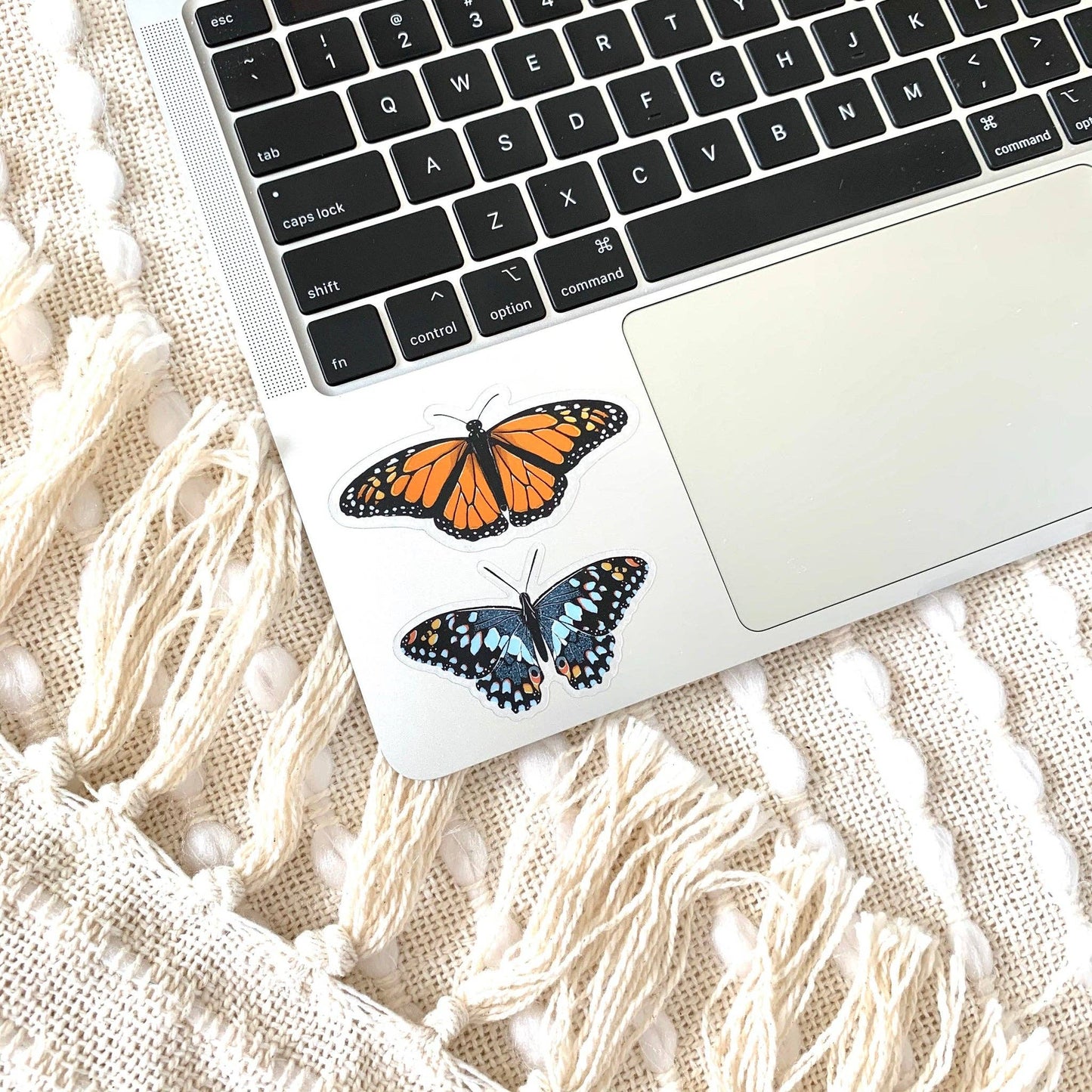Elyse Breanne Design - Clear Blue Speckled Butterfly Sticker, 2.5x1.5in