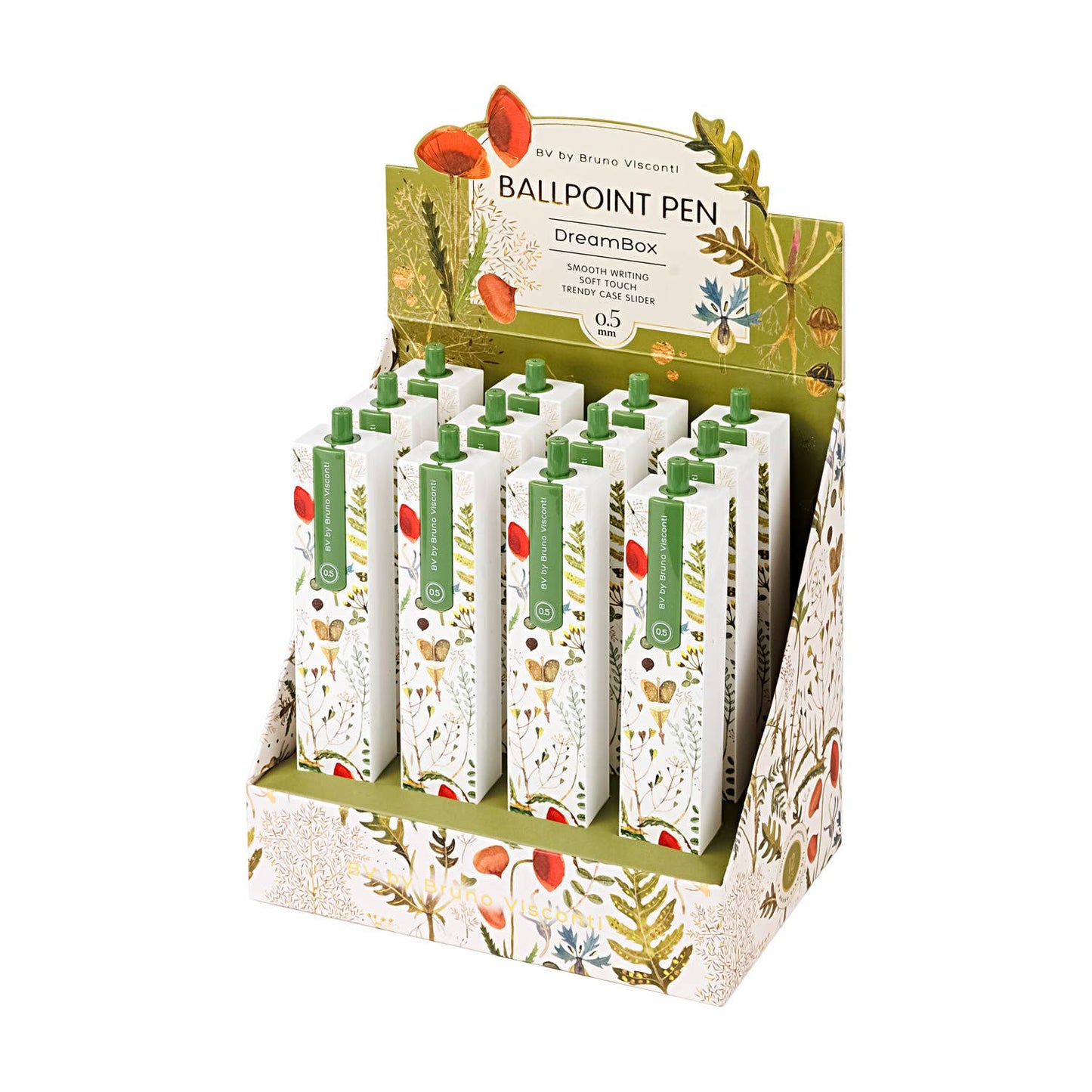 BV by Bruno Visconti | DreamBox Ballpoint Click Pen in a Gift Box - Greens & Flowers