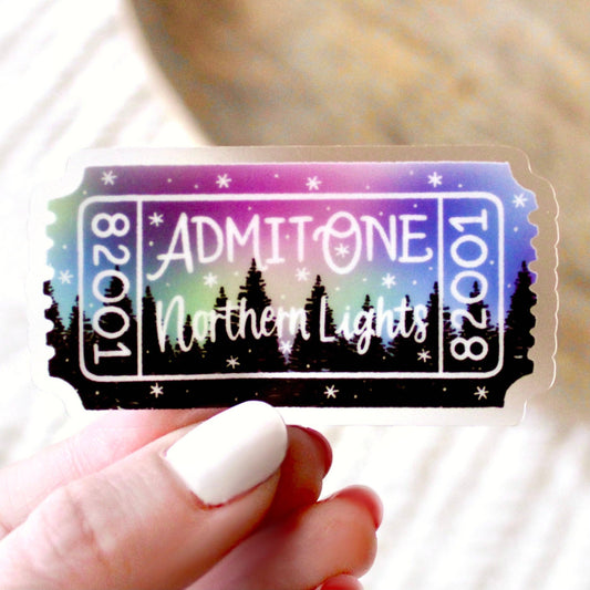 Elyse Breanne Design - Northern Lights Admit One Sticker, 2.7x1.5 in.