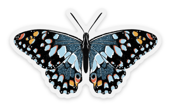Elyse Breanne Design - Clear Blue Speckled Butterfly Sticker, 2.5x1.5in