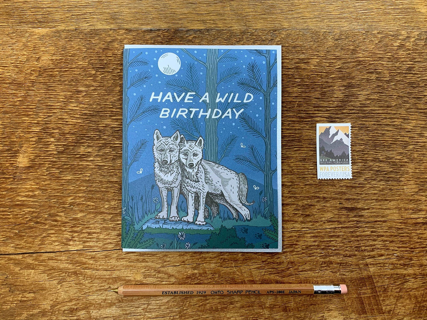 Noteworthy Press | Foil Stamped Wild Wolves Birthday Greeting Card