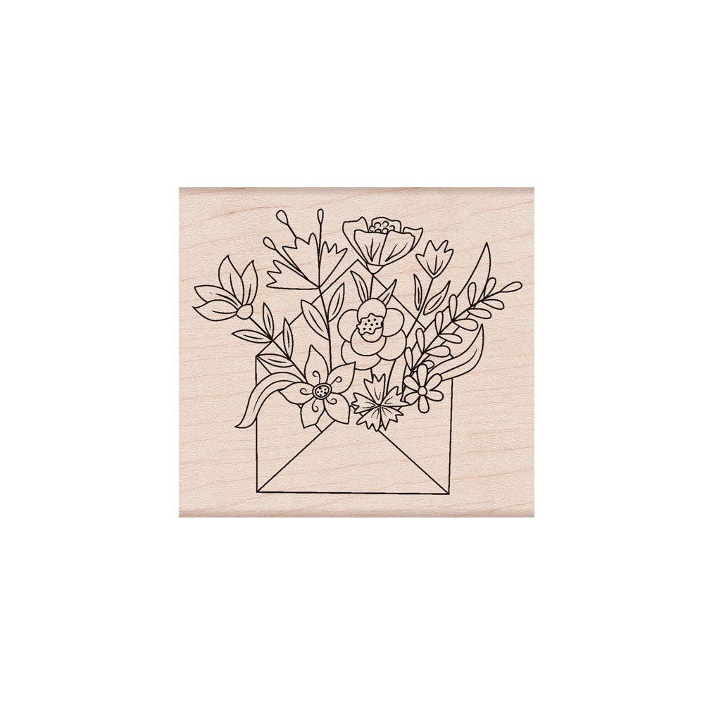 Floral Envelope Handmade Rubber Stamp