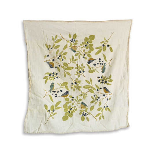 June & December - Huckleberry Marsh Kitchen Tea Towel with Bluebirds / NATURAL