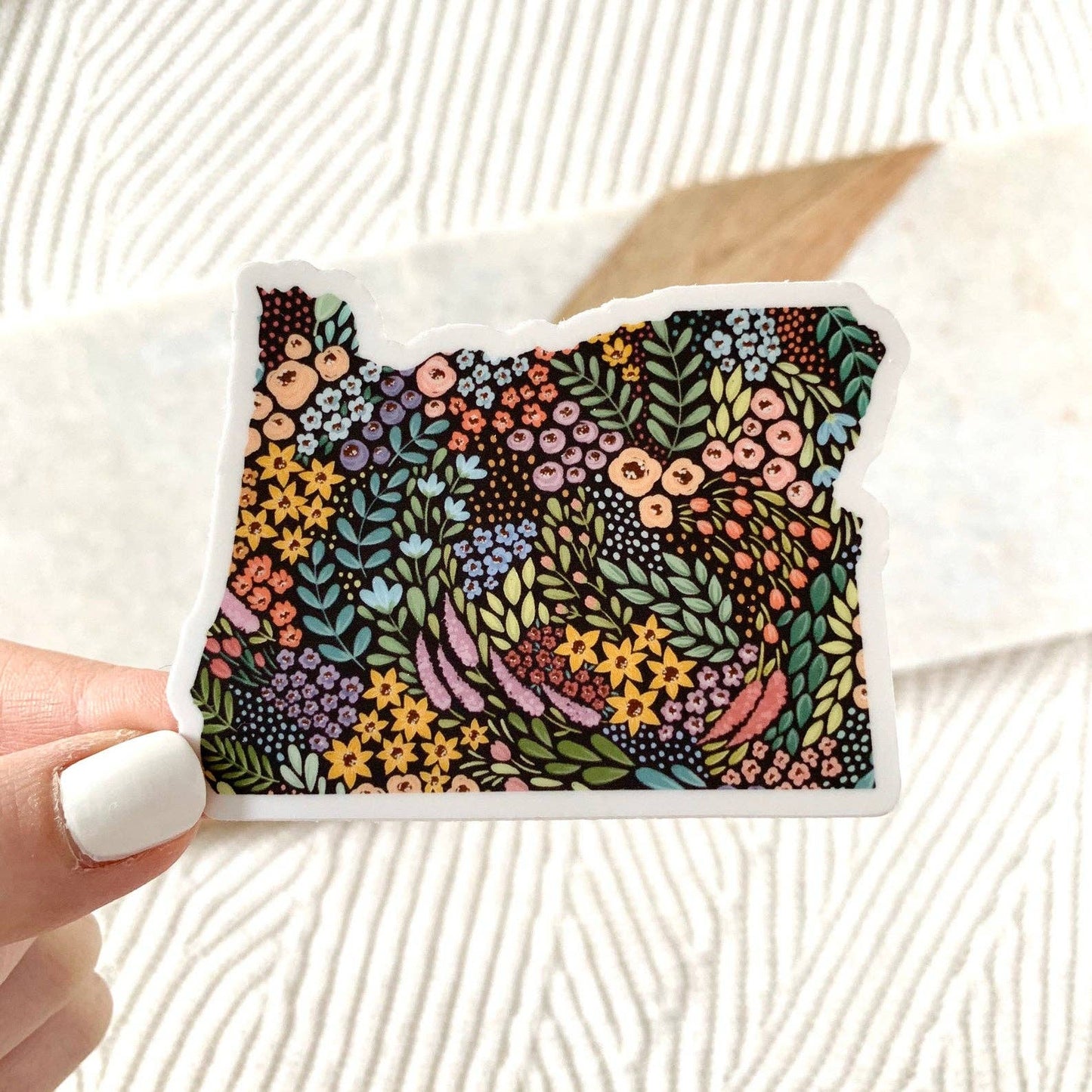 Oregon 3x3in. Floral State Sticker