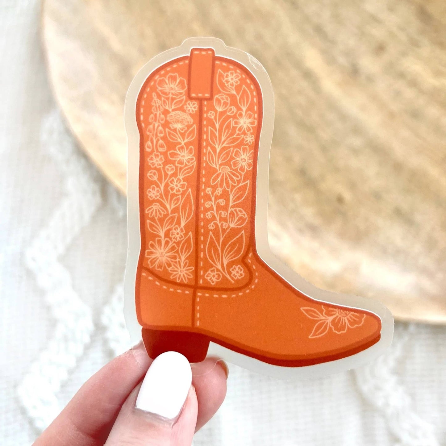 Elyse Breanne Design - Clear Cowboy Boot Sticker, 3.25x2.5 in.