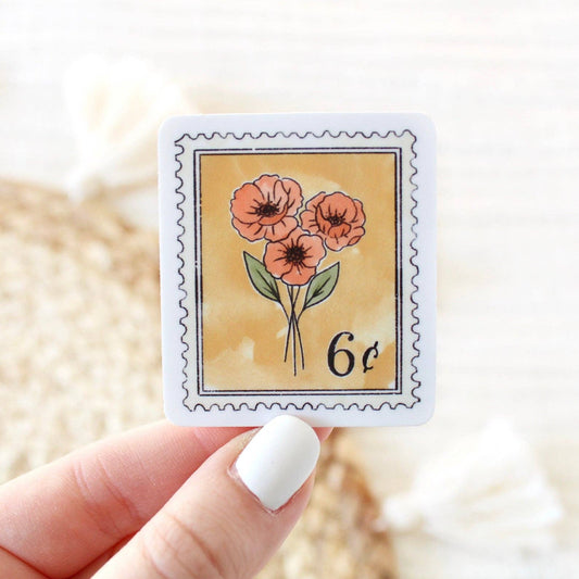Elyse Breanne Design - Yellow Floral Stamp Sticker 2x1.75in
