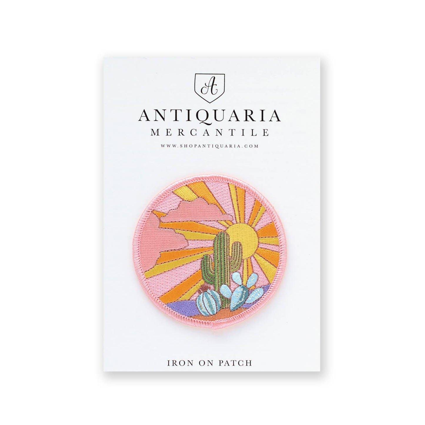 Cactus Sunset Embroidered Patch: 3" round