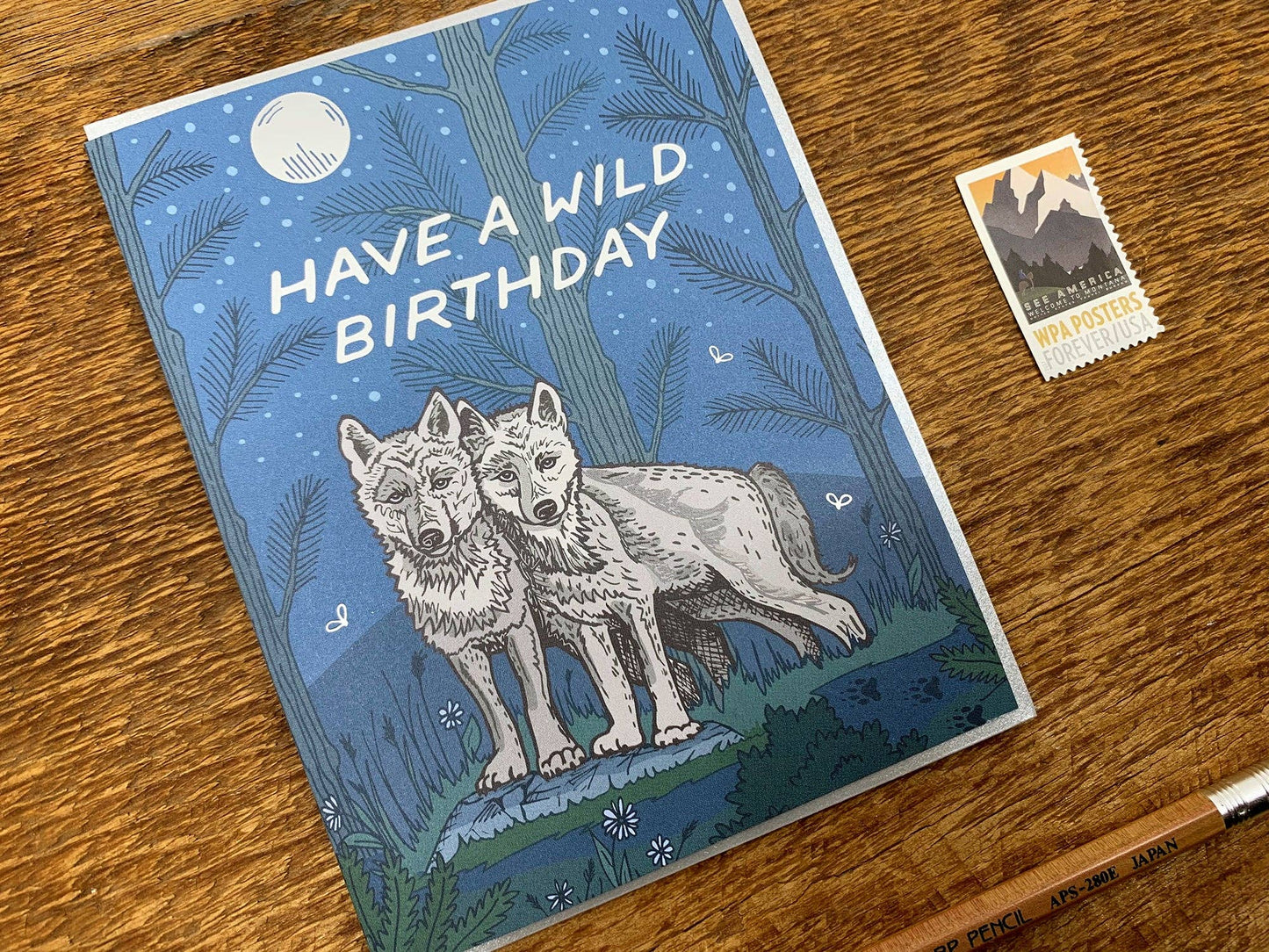 Noteworthy Press | Foil Stamped Wild Wolves Birthday Greeting Card
