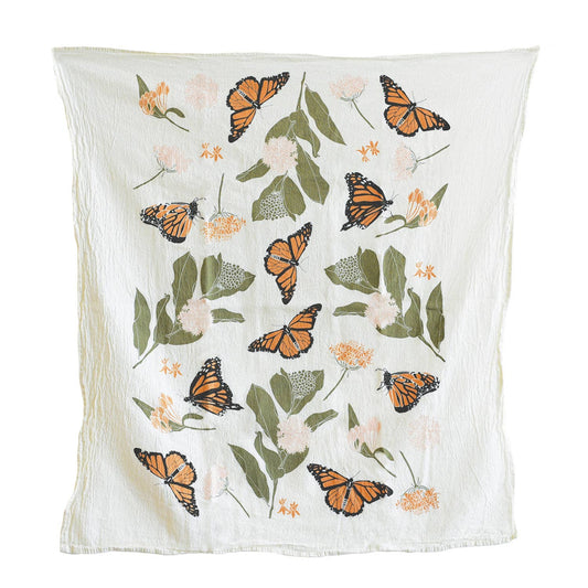 Monarchs + Milkweeds Dish Towel