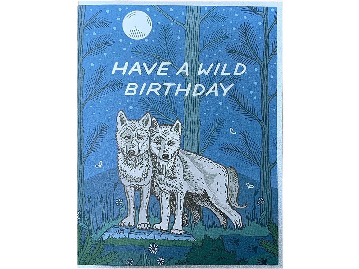 Noteworthy Press | Foil Stamped Wild Wolves Birthday Greeting Card