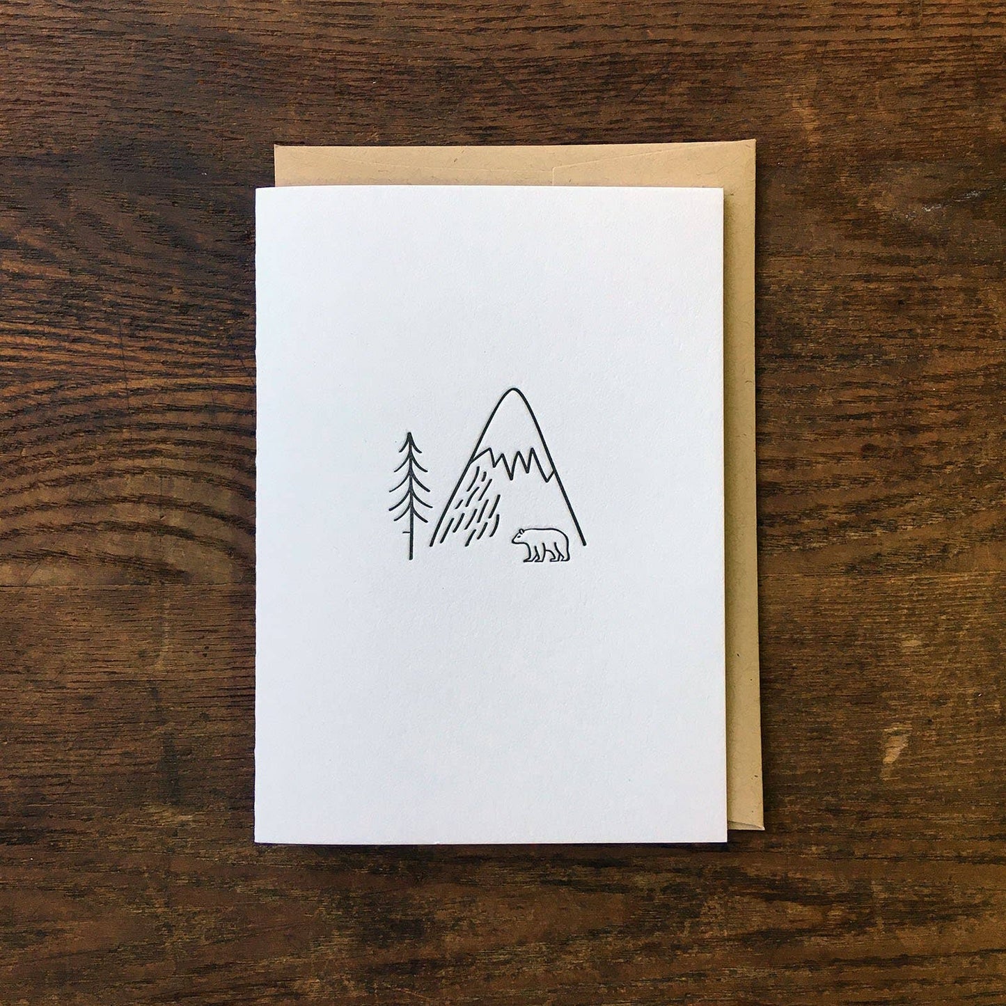 Minimal Adventure Bear in the Wild Letterpress Card