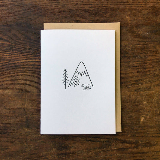 Minimal Adventure Bear in the Wild Letterpress Card
