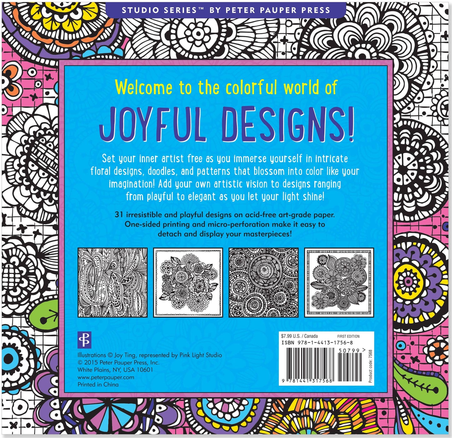 Peter Pauper Press | Joyful Designs Artist's Coloring Book