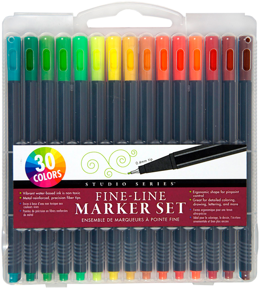 Peter Pauper Press - Studio Series Fine-Line Marker Set (30 colors, 0.4mm tip)