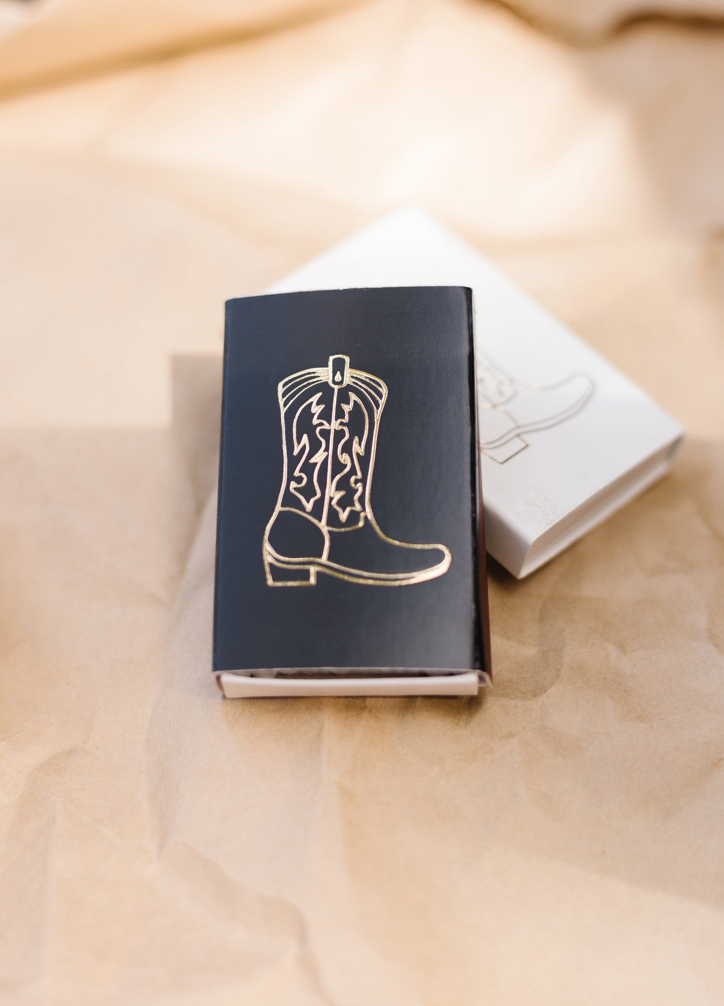 Cowboy Boot Gold Foil Embossed Matchbox | Western Matches