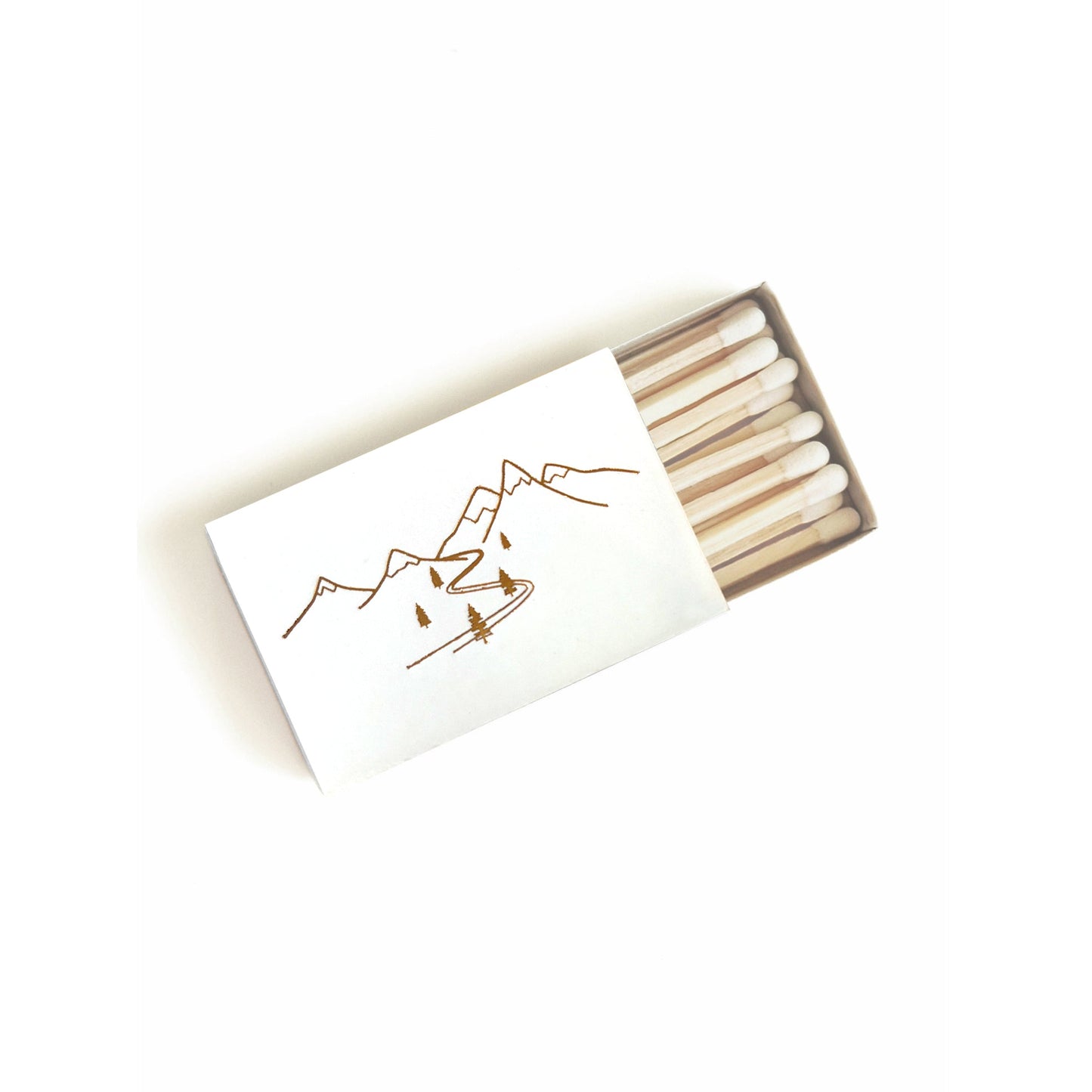 Snow Capped Mountains Gold Foil Matchbox | Hygge Gift | Cozy Candle Tool