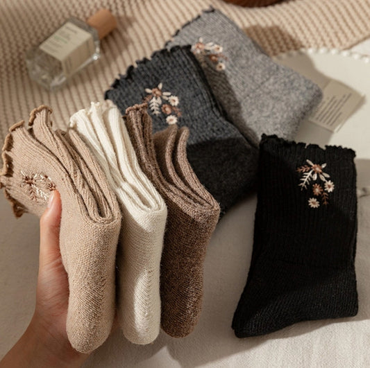 Flower Embroidery Socks