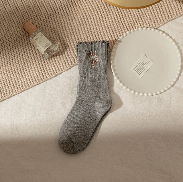 Flower Embroidery Socks