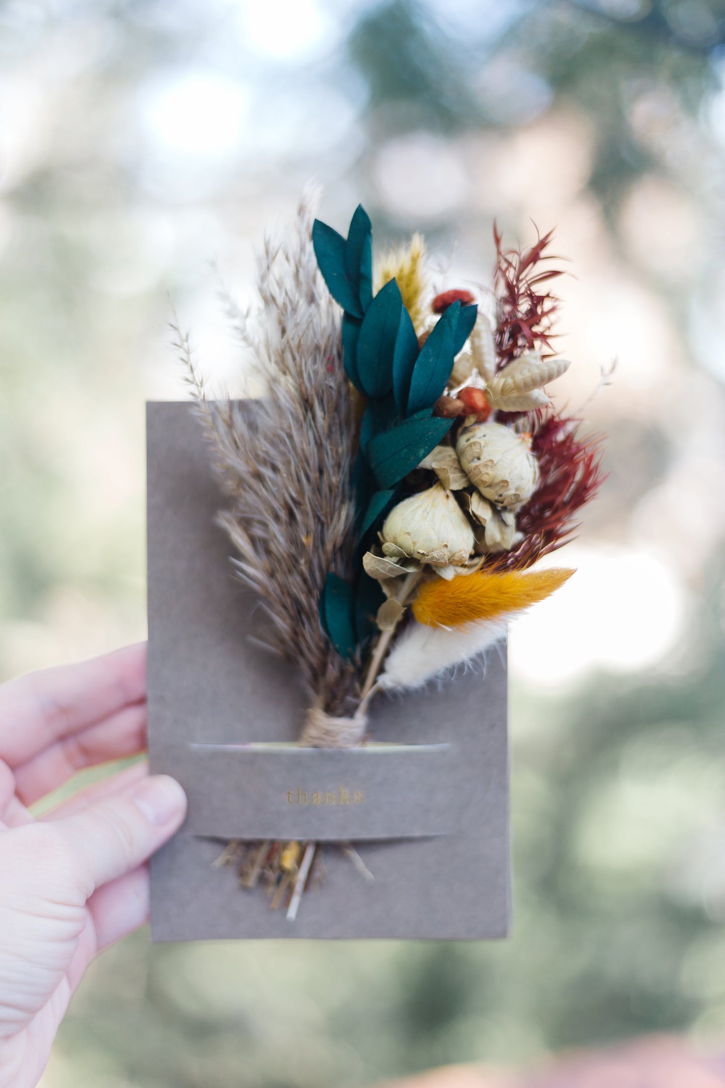 Hugs & Kisses Mini Bouquet Card | Dried Floral Greeting