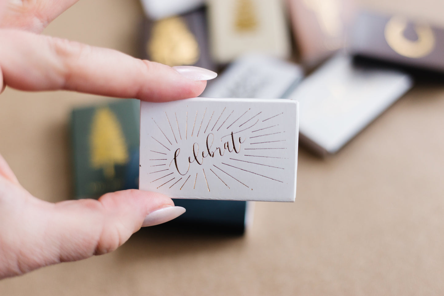 Celebrate Gold Foil Embossed Matchbox