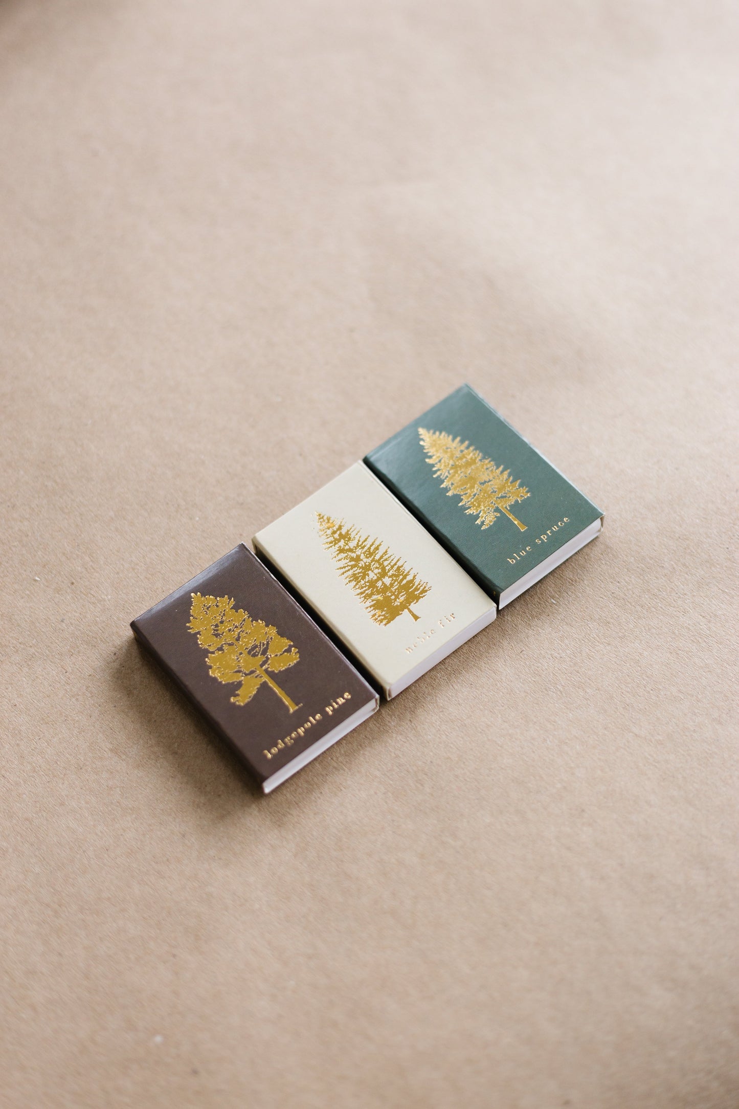 Lodgepole Pine Tree Gold Foil Matchbox
